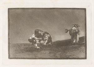 彼自身がマドリッド広場で雄牛をひっくり返す (The Same Man Throws a Bull in the Ring at Madrid), Plate 16 from La tauromaquia