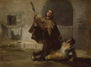 Friar Pedro Clubs El Maragato with the Butt of the Gun, c. 1806年。 作： Francisco de Goya