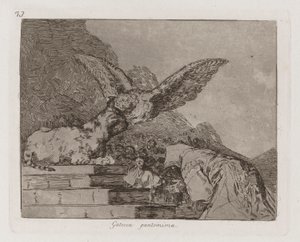 Gatesque Pantomime (猫のパントマイム)、「The Disaster of War」のプレート 73 作： Francisco de Goya