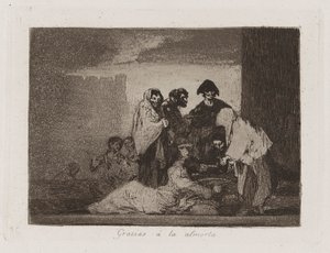 ありがとうございました ？ la almorta (キビのおかげで)、「戦争の惨事」のプレート 51 作： Francisco de Goya