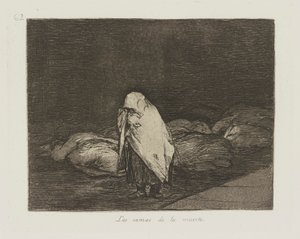 死の床。 （死のベッド。）、pl。 シリーズ「戦争の災害」からの62 作： Francisco de Goya