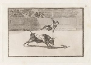 マドリッドの[リング]でのフアニート・アピナーニの軽さと大胆さ、ラ・タウロマキアのプレート20 作： Francisco de Goya