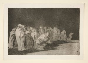 The Sacks (Men in Sacks)、pl。 シリーズから 8 箴言 作： Francisco de Goya