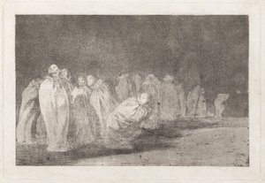 Los ensacados (The Men in Sacks)、別名 So el sayal, hay al (荒布の下に何かがある)、Los disparates (Los proverbios) シリーズから 作： Francisco de Goya