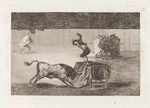 同じリングでの彼の別の狂気、ラ・タウロマキアのプレート19 作： Francisco de Goya