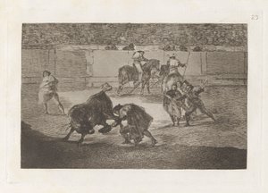 Pepe Illo が雄牛に切り込みを入れる (Pepe Illo が雄牛のパスを作る) 作： Francisco de Goya