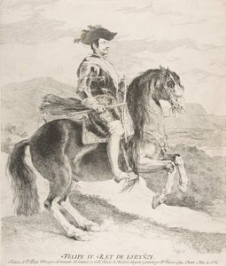 1778年のベラスケス後の馬に乗ったフィリップ4世。 作： Francisco de Goya