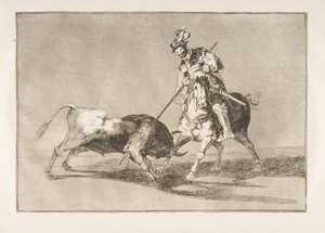 タウロマキアのプレート11：シドのカンペアドルが別の雄牛を槍で突き刺す。1816年。