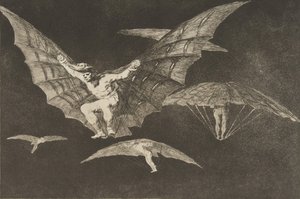 Disparatesからのプレート13：飛行の方法、ca。 1816〜23年に発行された1864。 作： Francisco de Goya