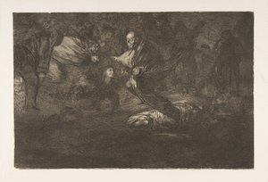 「Disparates」のプレート 18: 羽のように群がる鳥たち、約 18 年頃。 1816-23 は 1864 年に出版されました。 作： Francisco de Goya
