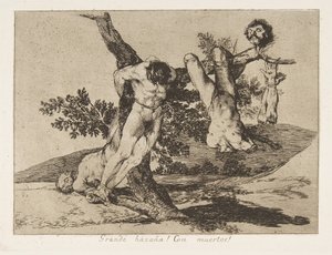 「The Disasters of War」Los Desastres de La Guerra のプレート 39: 「An he...」、1810 年発行、1863 年。 作： Francisco de Goya