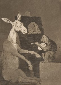 Los Caprichosからのプレート41：多かれ少なかれNi mas ni menos。、1799。 作： Francisco de Goya