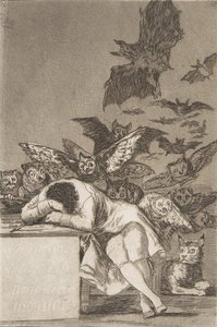 Los Caprichosからのプレート43：理性の眠りはモンスターを生み出しますE ...、1799、1908-12公開。 作： Francisco de Goya