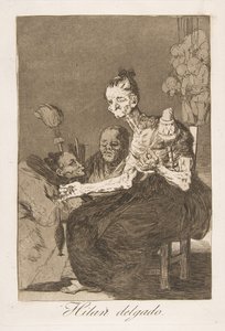 Los Caprichosのプレート44：彼らはHilan delgadoを細かく回転させます。 作： Francisco de Goya
