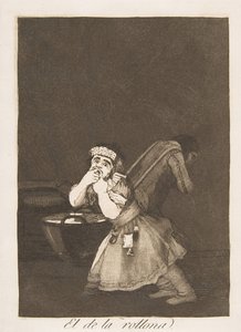 ロスカプリチョスのプレート4：ナニーの男の子El de la rollona。、1799。 作： Francisco de Goya
