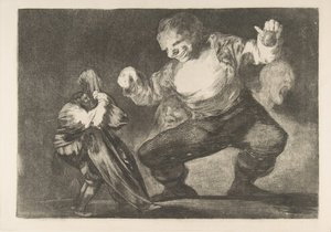 「Disparates」のプレート 4: Simpleton, ca. 1854年から63年の間に出版された1816年から23年。 作： Francisco de Goya