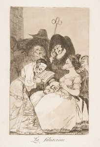 Los Caprichosのプレート57：フィラシエーションLa filiacion。、1799。 作： Francisco de Goya