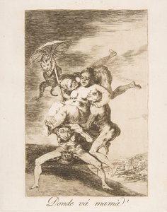 Los Caprichosのプレート65：1799年、ママはドンデヴァーママーに行くところです。 作： Francisco de Goya