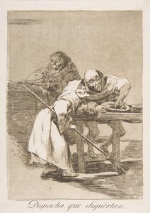 Los Caprichosのプレート78：早く、Despacha、que dispiertan。、1799を起こします。 作： Francisco de Goya