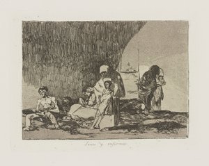 健康で病気です。 （健康と病人）、pl。 シリーズ「戦争の災害」からの57 作： Francisco de Goya