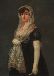 マンティラとバスキーナを身に着けた若い女性、c。 18001805。 作： Francisco de Goya
