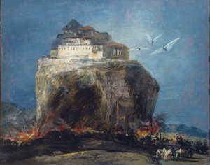 岩の上の都市、1850-75 作： Francisco de Goya