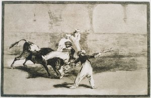 闘牛に捕まった湿原...ラ・タウロマキアから 作： Francisco de Goya