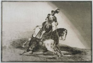 チャールズVが雄牛を投げる 作： Francisco de Goya