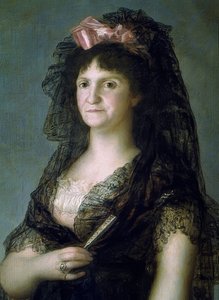 マンティリャとマリアルシアの肖像画。 1799.詳細 作： Francisco de Goya