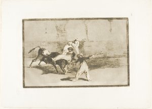 闘牛場の雄牛に捕らえられたムーア人、『闘牛の芸術』のプレート 8