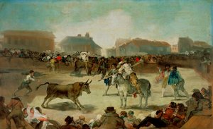 村の闘牛 - ゴヤ、フランシスコ、デ (1746-1828) - 1812-1814 - 木材に油彩 - 45x72 - サンフェルナンド王立芸術アカデミー、マドリッド ©FineArtImages/Leemage