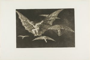 Disparates の A Way of Flying、Los Proverbios (Proverbs) のプレート 13 として公開 作： Francisco Jose de Goya y Lucientes