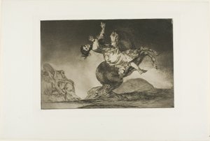 A Woman and a Horse, Let someone Else Master Them, Los Proverbios のプレート 10 作： Francisco Jose de Goya y Lucientes