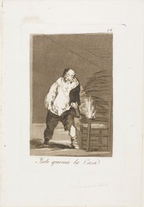 そして彼の家は燃えている、『ロス・カプリチョス』のプレート 18 作： Francisco Jose de Goya y Lucientes