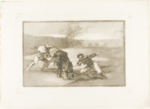 徒歩で狩りをするもう 1 つの方法、『闘牛の芸術』のプレート 2 作： Francisco Jose de Goya y Lucientes
