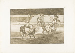 爆竹のあるバンデリラ、「闘牛の芸術」のプレート 31 作： Francisco Jose de Goya y Lucientes