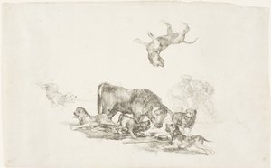 犬に襲われる雄牛 作： Francisco Jose de Goya y Lucientes