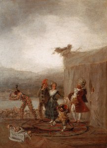 フランシスコ・デ・ゴヤ（1746-1828）の「コメディー・デラルテ（イタリア喜劇）」、または「旅の漫画」。 作： Francisco Jose de Goya y Lucientes