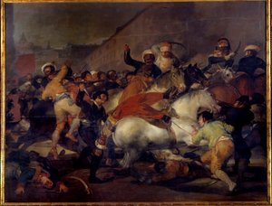 El dos de Mayo（5月2日）または「マムルークの告発」：1808年5月2日、マドリードで起きたジョセフ・ボナパルト（ナポレオン1世の弟）に対する反乱。フランシスコ・デ・ゴヤ・イ・ルシエンテス（1746-1828）による絵画。1814.日。2,66x3,45 m Madrid.プラド美術館。 作： Francisco de Goya
