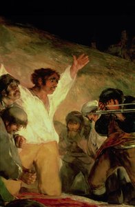 マドリッドの擁護者の処刑、1808 年 5 月 3 日、両手を上げた男性の細部