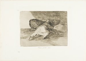 彼はそこから何かを得る、The Disasters of War のプレート 40 作： Francisco Jose de Goya y Lucientes