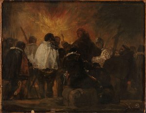 異端審問の夜景、1810年頃（木に油彩） 作： Francisco Jose de Goya y Lucientes