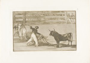銛またはバンデリラの起源、The Art of Bullfighting のプレート 7 作： Francisco Jose de Goya y Lucientes
