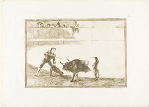 止まった雄牛を殺すペドロ・ロメロ、「闘牛の芸術」のプレート 30 作： Francisco Jose de Goya y Lucientes