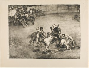 ボルドーの雄牛より、雄牛に捕まるピカドール 作： Francisco Jose de Goya y Lucientes
