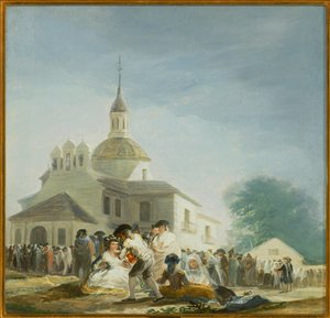 聖イシドール礼拝堂前の巡礼者たち La ermita de San Isidro el dia de la fiesta ... （キャンバスに描かれた絵） 作： Francisco Jose de Goya y Lucientes
