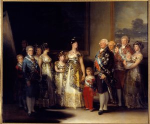 スペイン国王シャルル4世（1748-1819）とその家族の肖像 中央は王妃マリー・ルイーズ・ド・ブルボン＝パルマ（1751-1819）。フランシスコ・デ・ゴヤ・イ・ルシエンテス（1746-1828）の絵画 作： Francisco de Goya