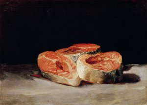 サーモンの切り身のある静物 作： Francisco Jose de Goya y Lucientes