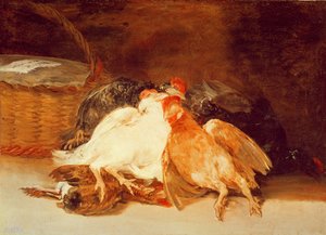 死んだ鶏と籐の籠のある静物（油彩・キャンバス 作： Francisco de Goya