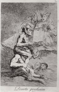 敬虔な職業、「Los caprichos」のプレート 70 作： Francisco Jose de Goya y Lucientes